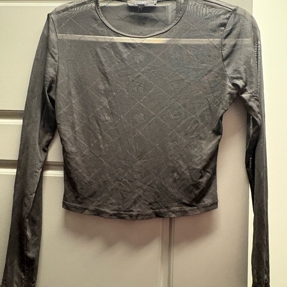 Black sheer mesh bow crop shirt (similar to Marine Serre sheer top) - Picture 2 of 14